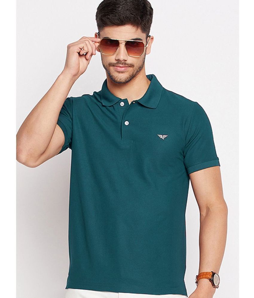     			Riss Pack of 1 Polyester Regular Fit Solid Half Sleeves Men's Polo T Shirt ( Teal Blue )