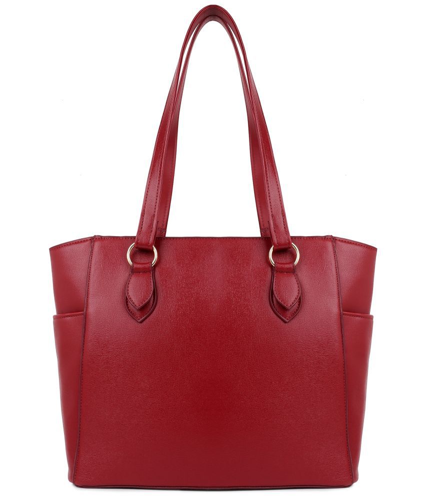     			Style Smith Red Faux Leather Tote Bag