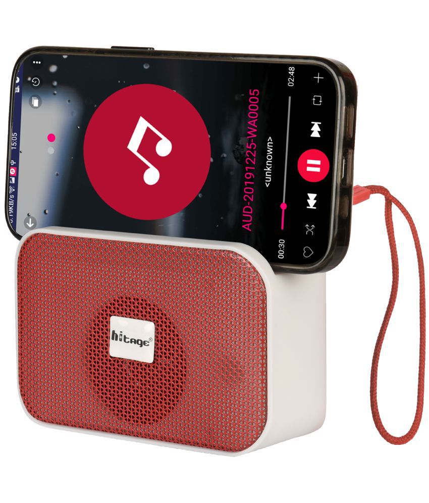     			hitage Glare TF Card & FM 5 W Bluetooth Speaker Bluetooth V 5.1 with USB Playback Time 5 hrs Red