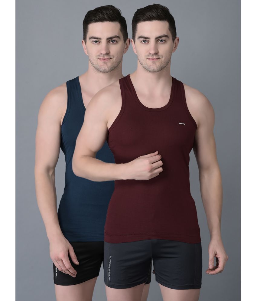     			Pack of 2 Dollar Bigboss Assorted Solid Cotton Blend Men Vest