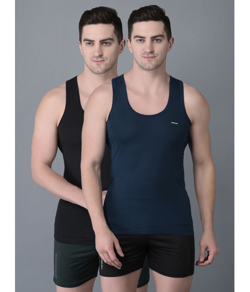     			Pack of 2 Dollar Bigboss Assorted Solid Cotton Blend Men Vest