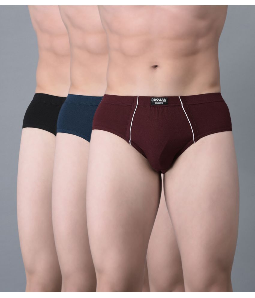     			Pack of 3 Dollar Bigboss Assorted Solid Cotton Blend Men Brief