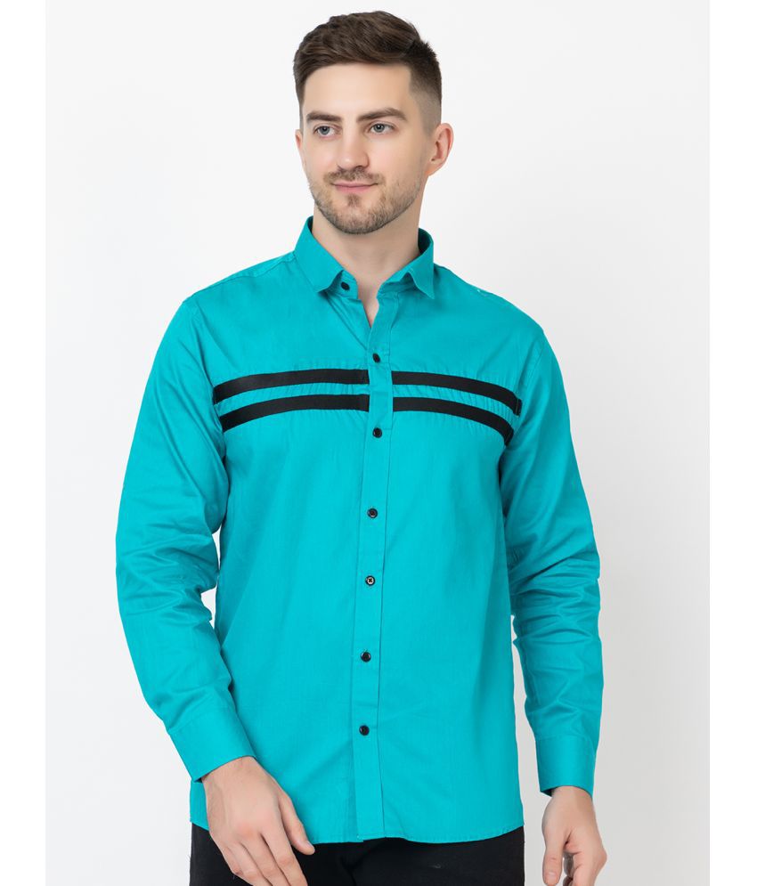    			FREKMAN 100% Cotton Regular Fit Striped Full Sleeves Men's Casual Shirt - Green ( Pack of 1 )