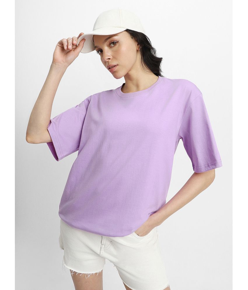     			JUNEBERRY Lavender Cotton Loose Fit Women's T-Shirt ( Pack of 1 )