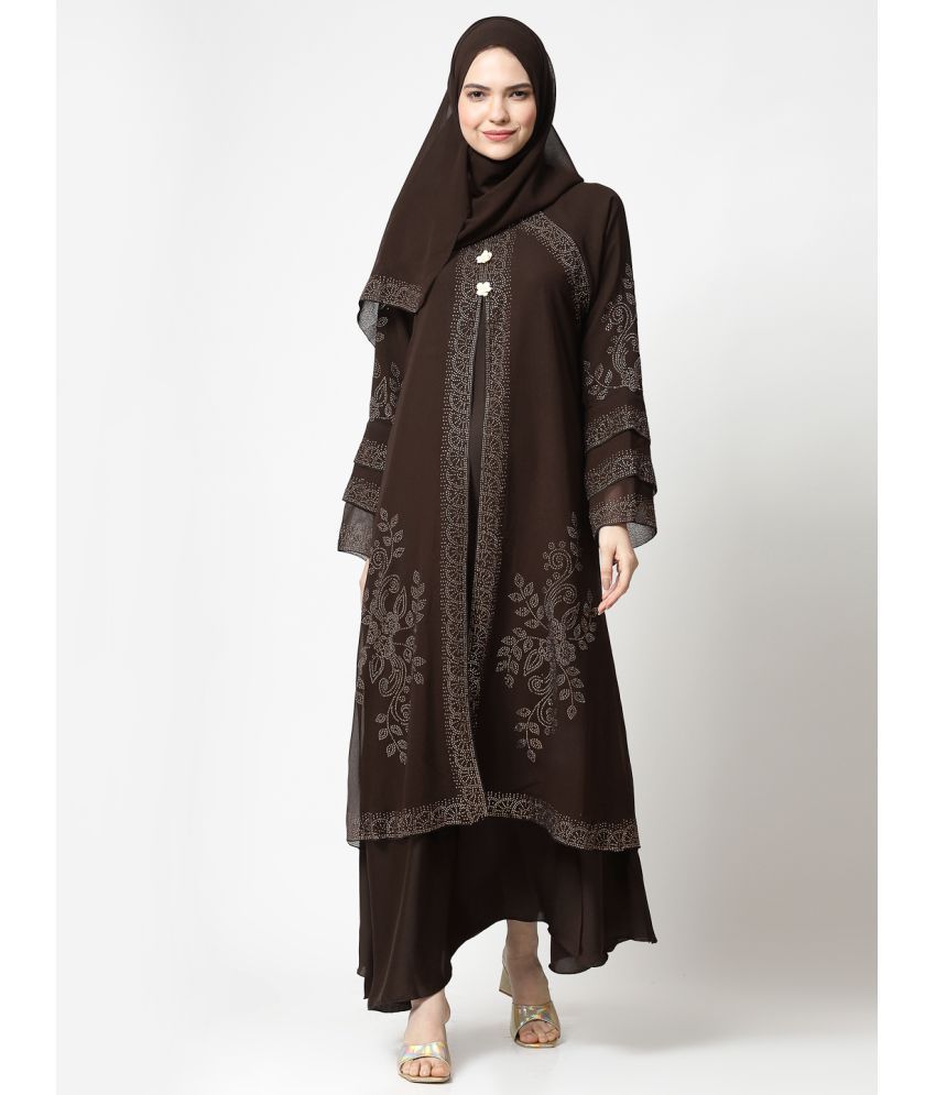     			Klotthe Brown Polyester Unstitched Burqas without Hijab - Single