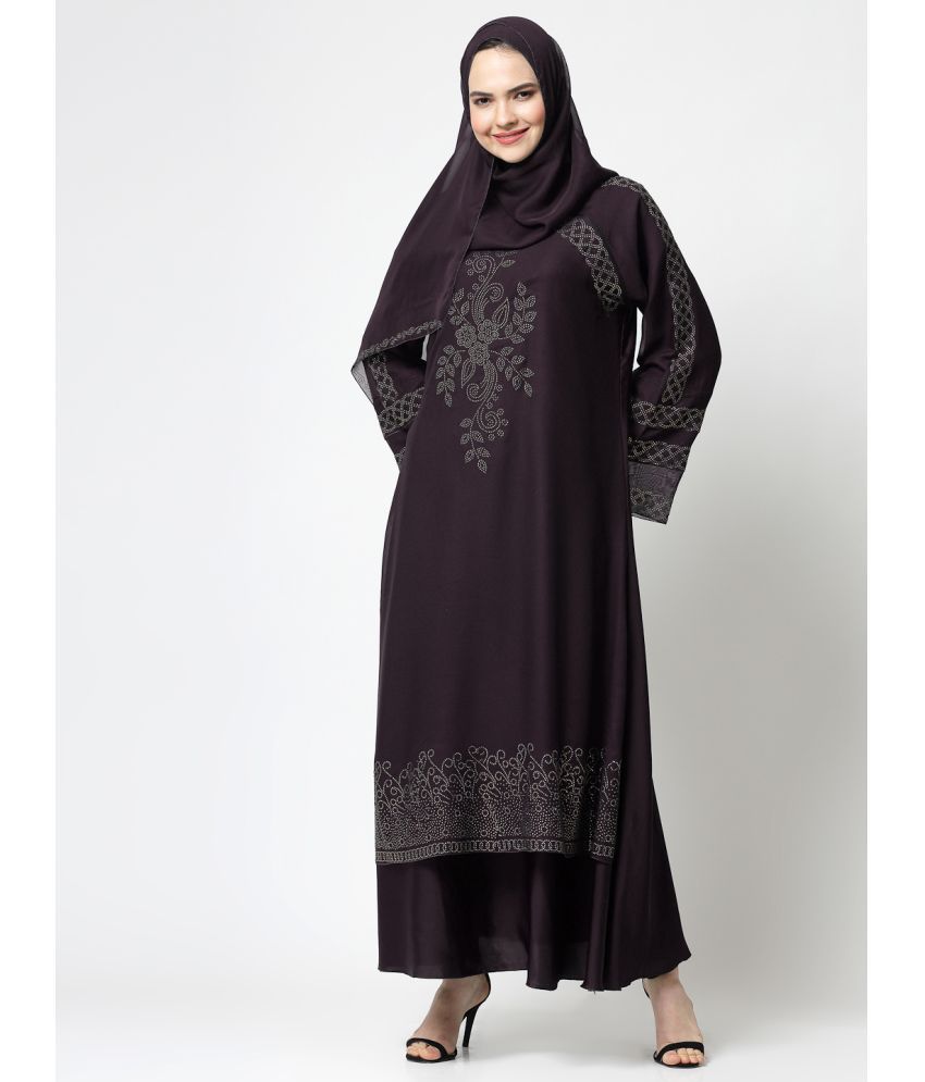     			Klotthe Purple Polyester Unstitched Burqas without Hijab - Single