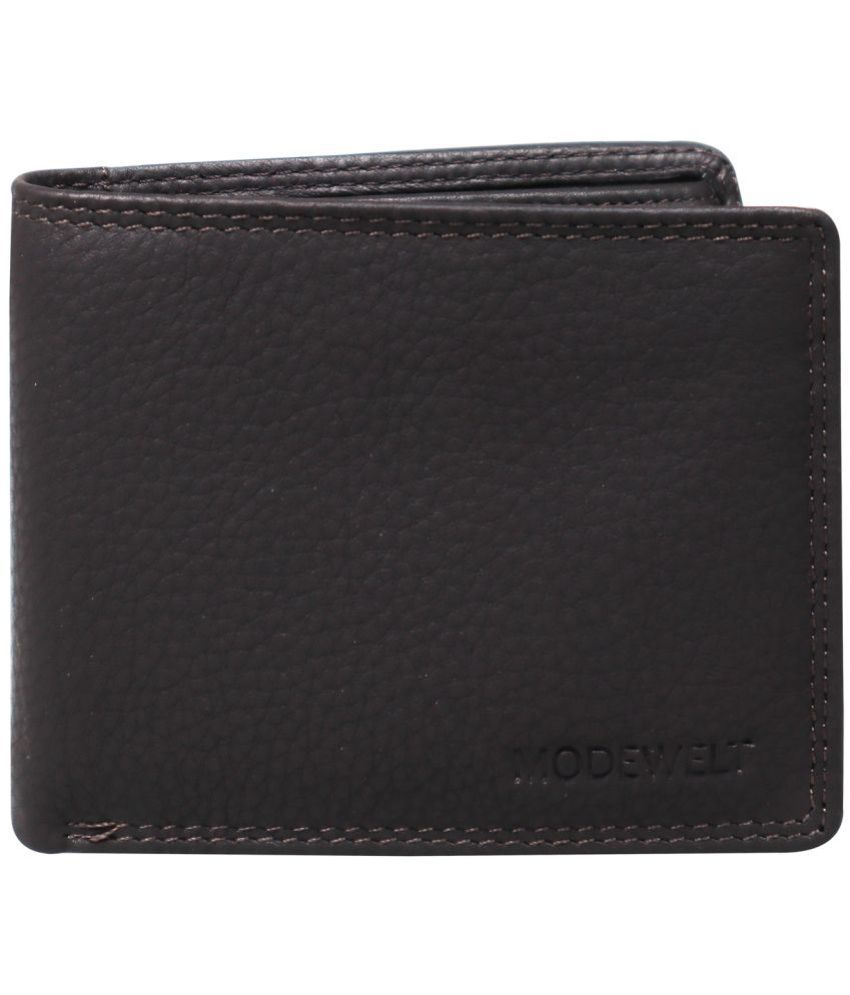     			MODEWELT Black Leather Men's Two Fold Wallet ( Pack of 1 )
