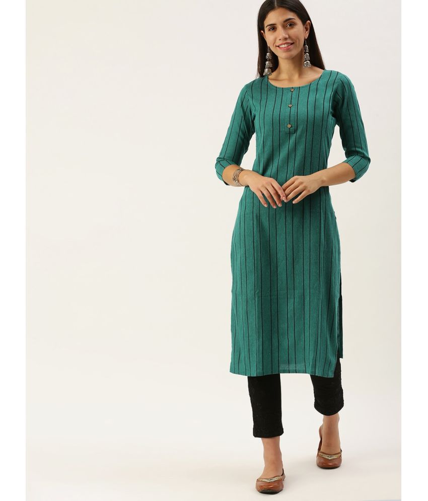     			Shaily Retails Cotton Printed Straight Women's Kurti - Green ( Pack of 1 )