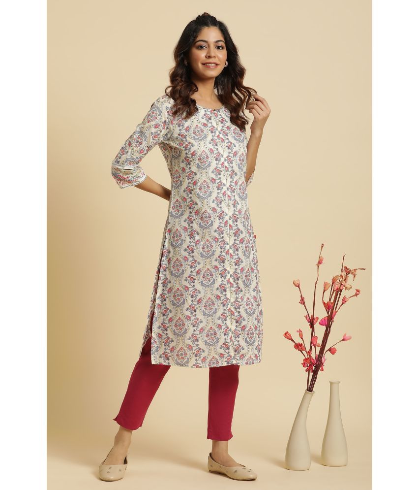     			W Cotton Printed Straight Women's Kurti - Off White ( Pack of 1 )