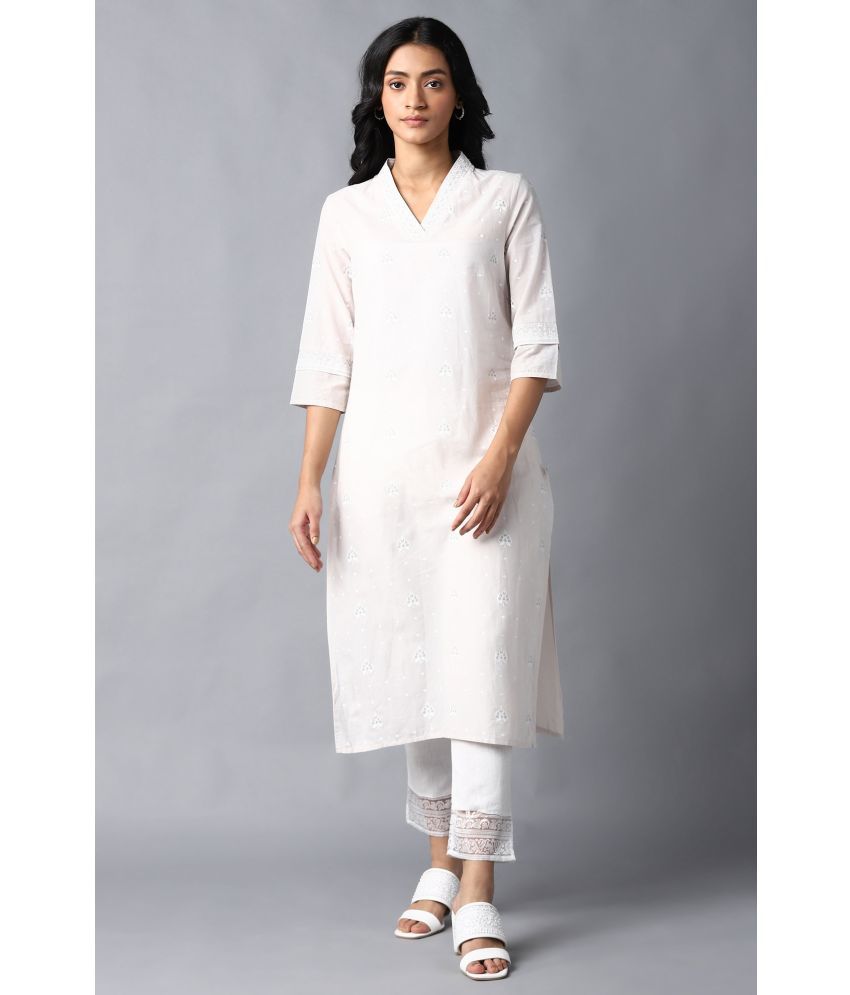     			W Cotton Printed Straight Women's Kurti - White ( Pack of 1 )