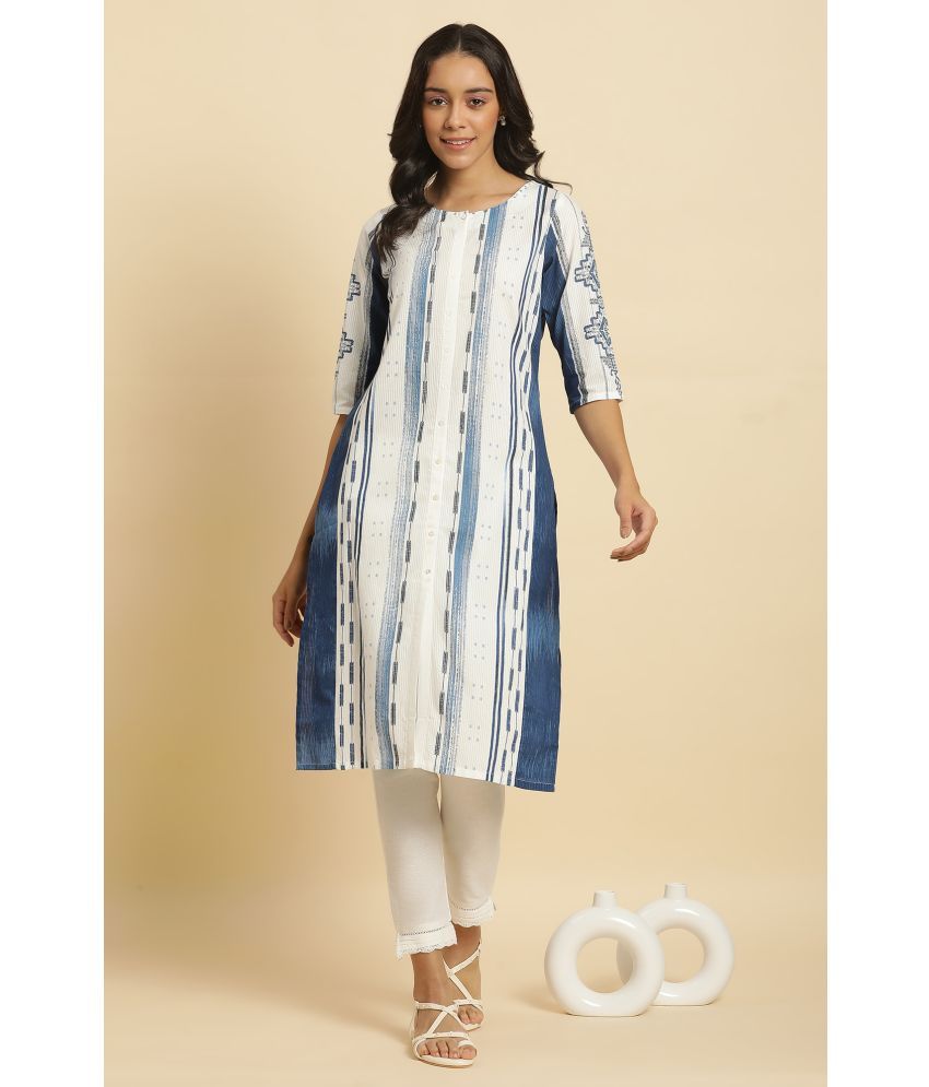     			W Cotton  Printed Straight Women's Kurti - White ( Pack of 1 )