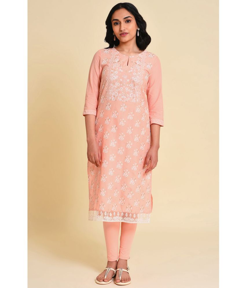     			W Cotton Printed Straight Women's Kurti - Pink ( Pack of 1 )