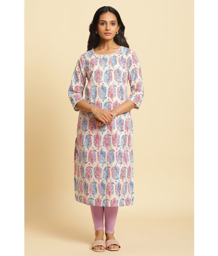     			W Cotton Printed Straight Women's Kurti - White ( Pack of 1 )