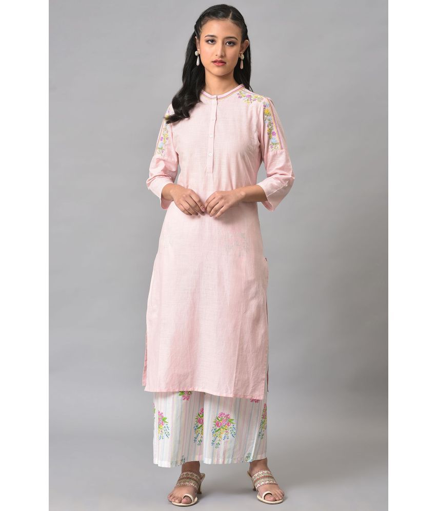     			W Cotton Solid Straight Women's Kurti - Pink ( Pack of 1 )