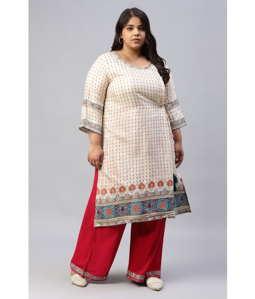     			W Viscose Printed Straight Women's Kurti - White ( Pack of 1 )