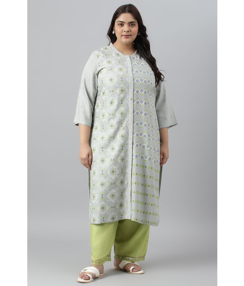     			W Viscose Printed Straight Women's Kurti - Grey ( Pack of 1 )