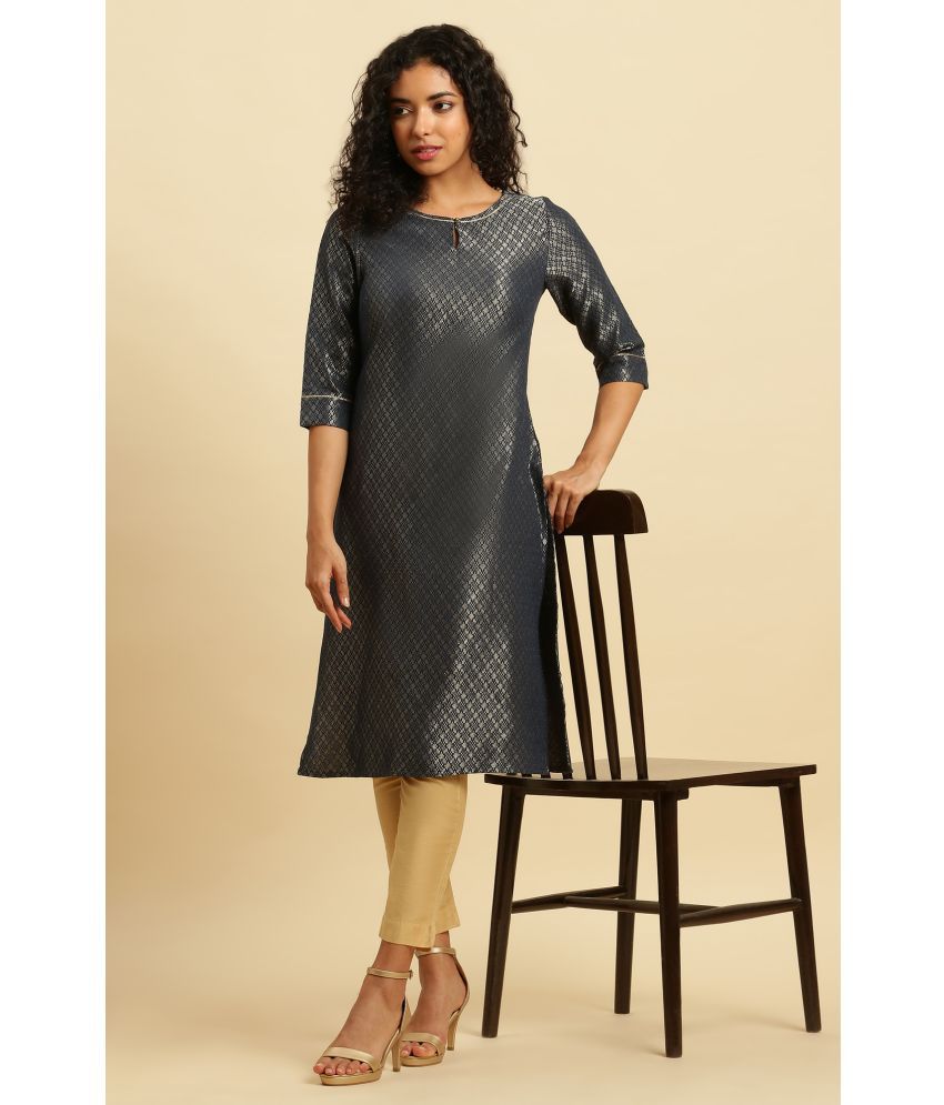     			W Viscose  Printed Straight Women's Kurti - Grey ( Pack of 1 )