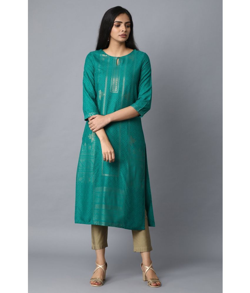     			W Viscose Printed Straight Women's Kurti - Teal ( Pack of 1 )