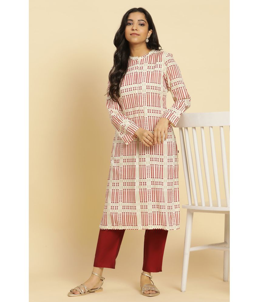     			W Viscose Printed Straight Women's Kurti - White ( Pack of 1 )