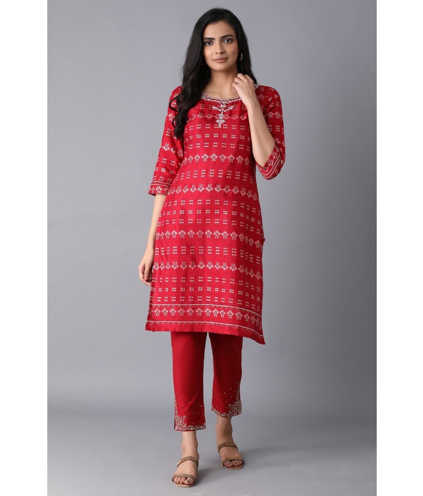     			W Viscose Printed Straight Women's Kurti - Red ( Pack of 1 )