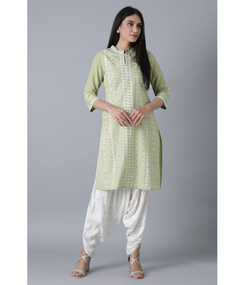     			W Viscose Printed Straight Women's Kurti - Green ( Pack of 1 )