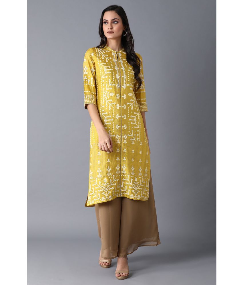     			W Viscose Printed Straight Women's Kurti - Yellow ( Pack of 1 )