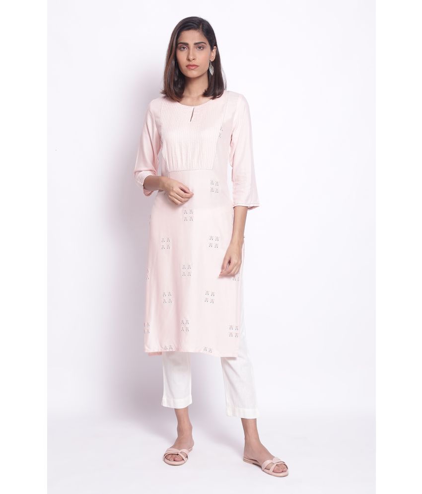     			W Viscose Solid Straight Women's Kurti - Pink ( Pack of 1 )