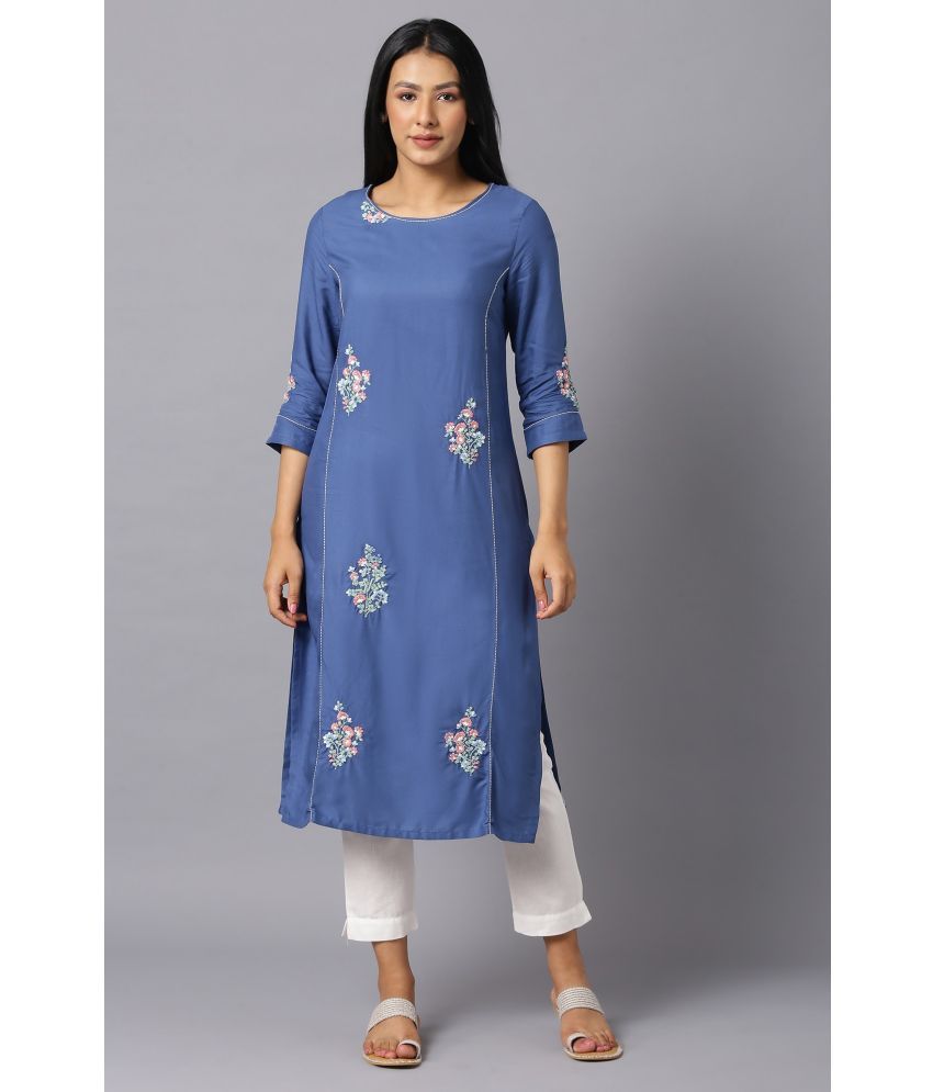     			W Viscose Solid Straight Women's Kurti - Blue ( Pack of 1 )