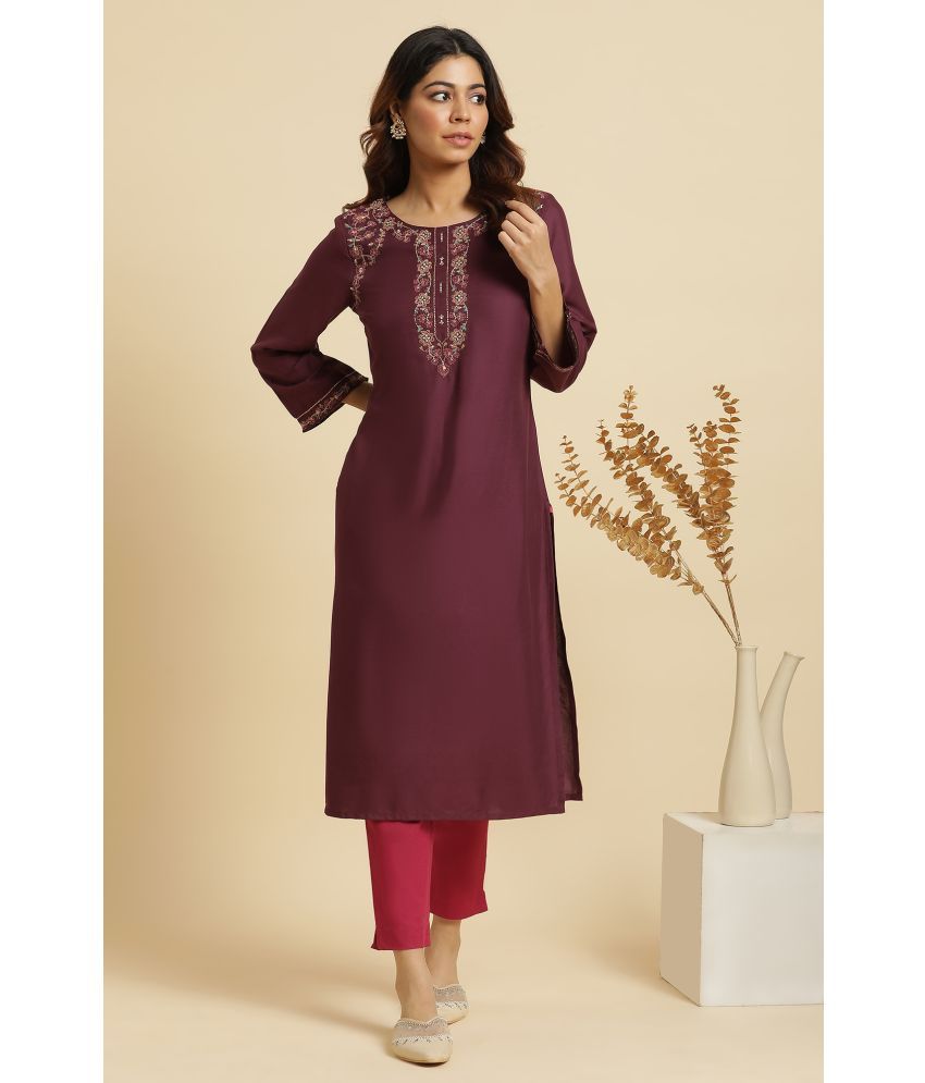     			W Viscose Solid Straight Women's Kurti - Purple ( Pack of 1 )