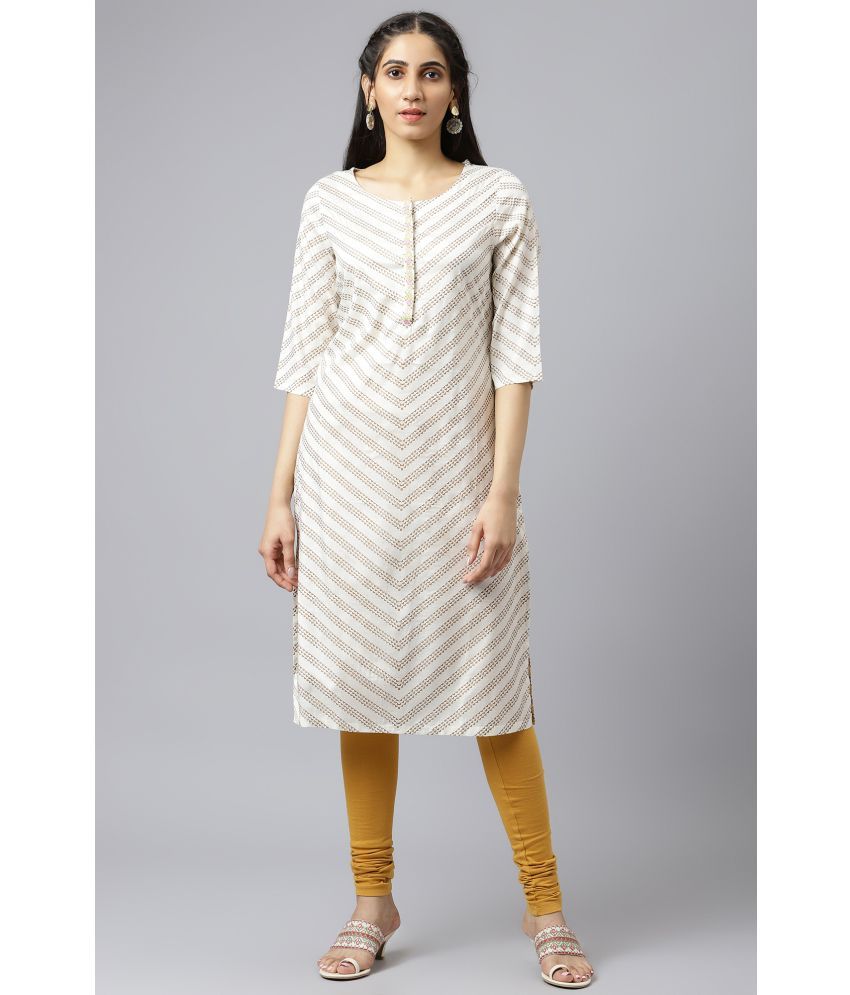     			W Viscose Striped Straight Women's Kurti - White ( Pack of 1 )