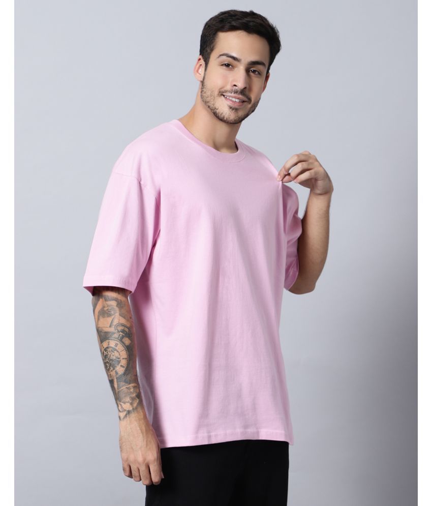     			AKTIF Cotton Blend Oversized Fit Solid Half Sleeves Men's T-Shirt - Pink ( Pack of 1 )