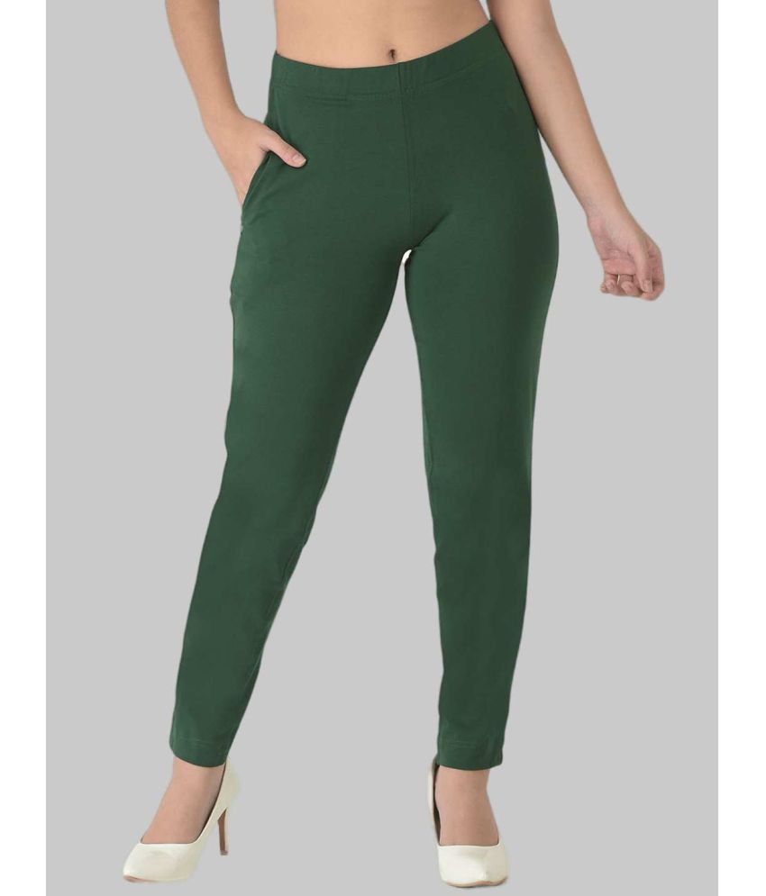     			Dollar Missy Green Cotton Blend Regular Women's Cigarette Pants ( Pack of 1 )