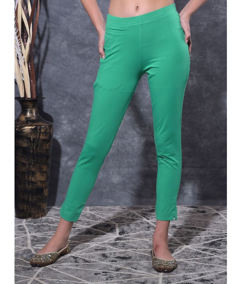     			Dollar Missy Sea Green Cotton Blend Regular Women's Cigarette Pants ( Pack of 1 )