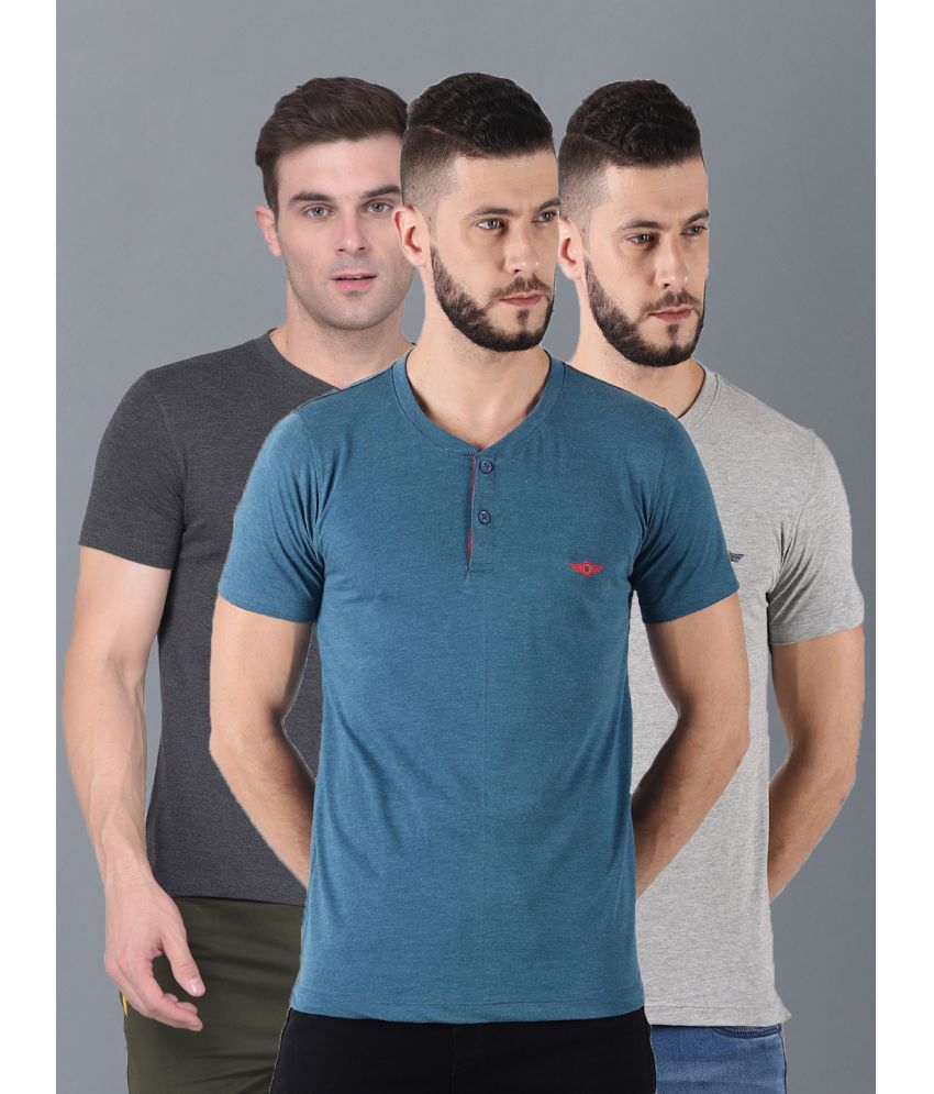     			Force NXT Cotton Blend Regular Fit Solid Half Sleeves Men's T-Shirt - Multicolor ( Pack of 3 )