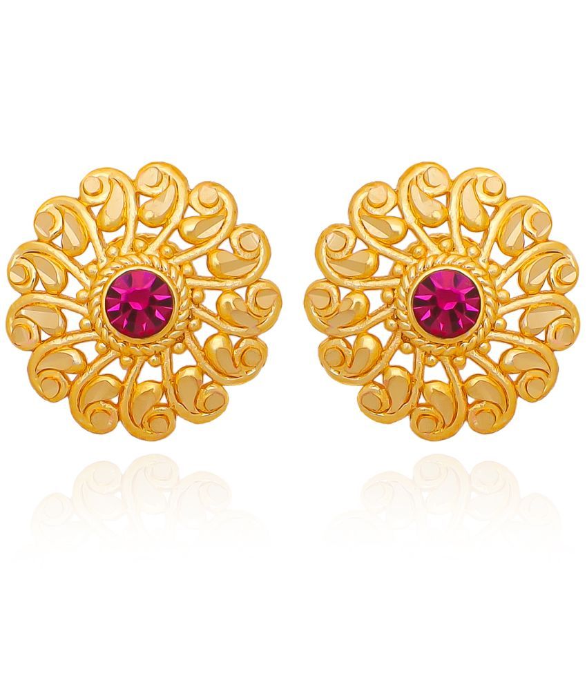     			LUV FASHION Golden Stud Earrings ( Pack of 1 )