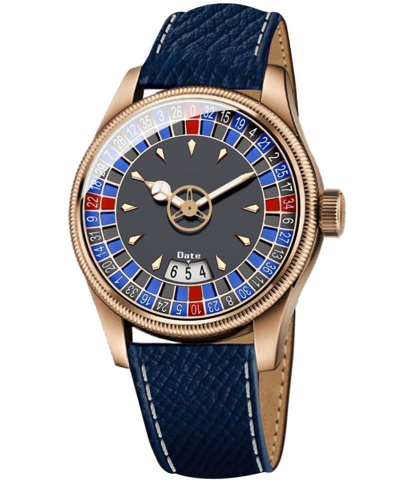     			Newman Navy Blue Leather Analog Men's Watch