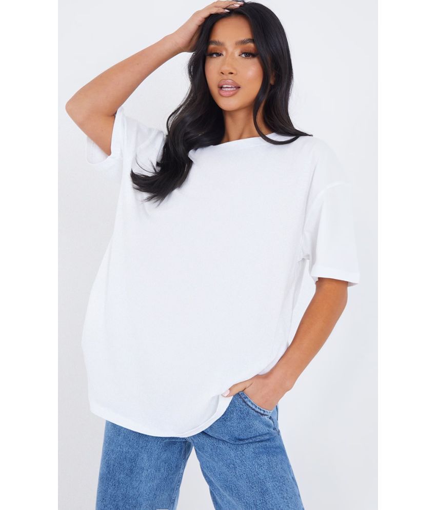     			Nimfill White Cotton Blend Loose Fit Women's T-Shirt ( Pack of 1 )