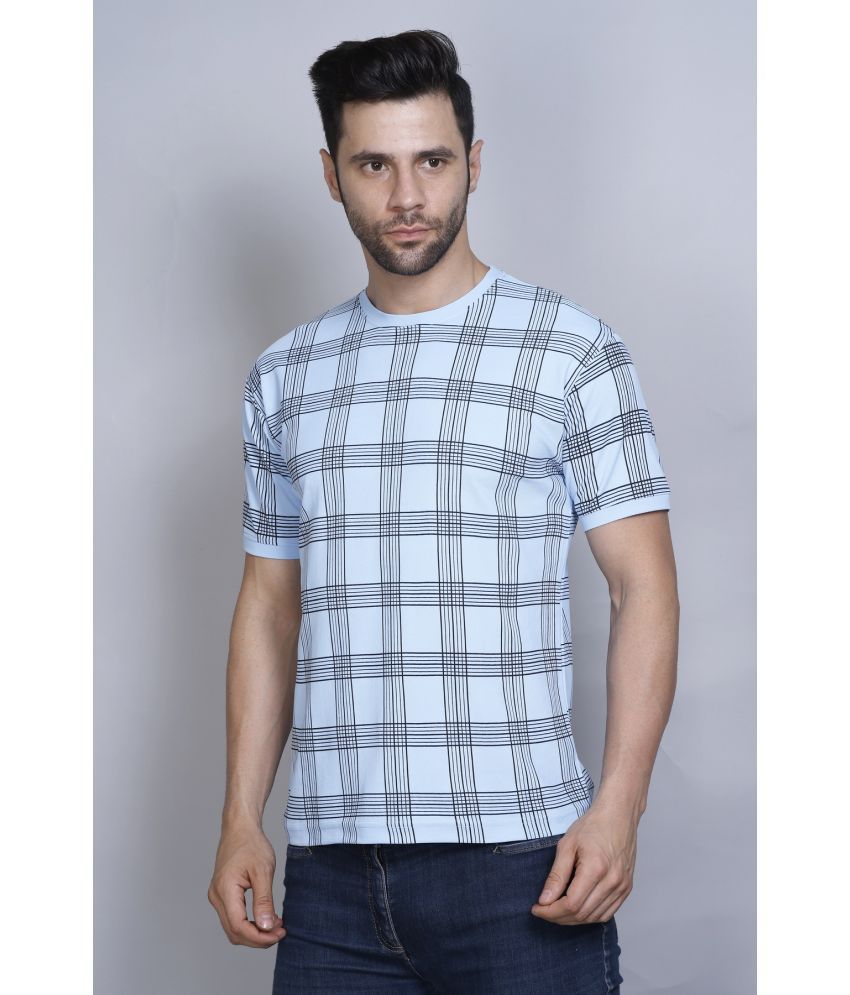     			PASURE Cotton Regular Fit Checks Half Sleeves Men's T-Shirt - Blue ( Pack of 1 )