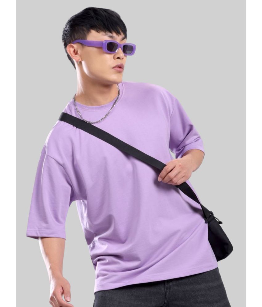     			PPTHEFASHIONHUB Cotton Blend Oversized Fit Solid Half Sleeves Men's T-Shirt - Lavender ( Pack of 1 )