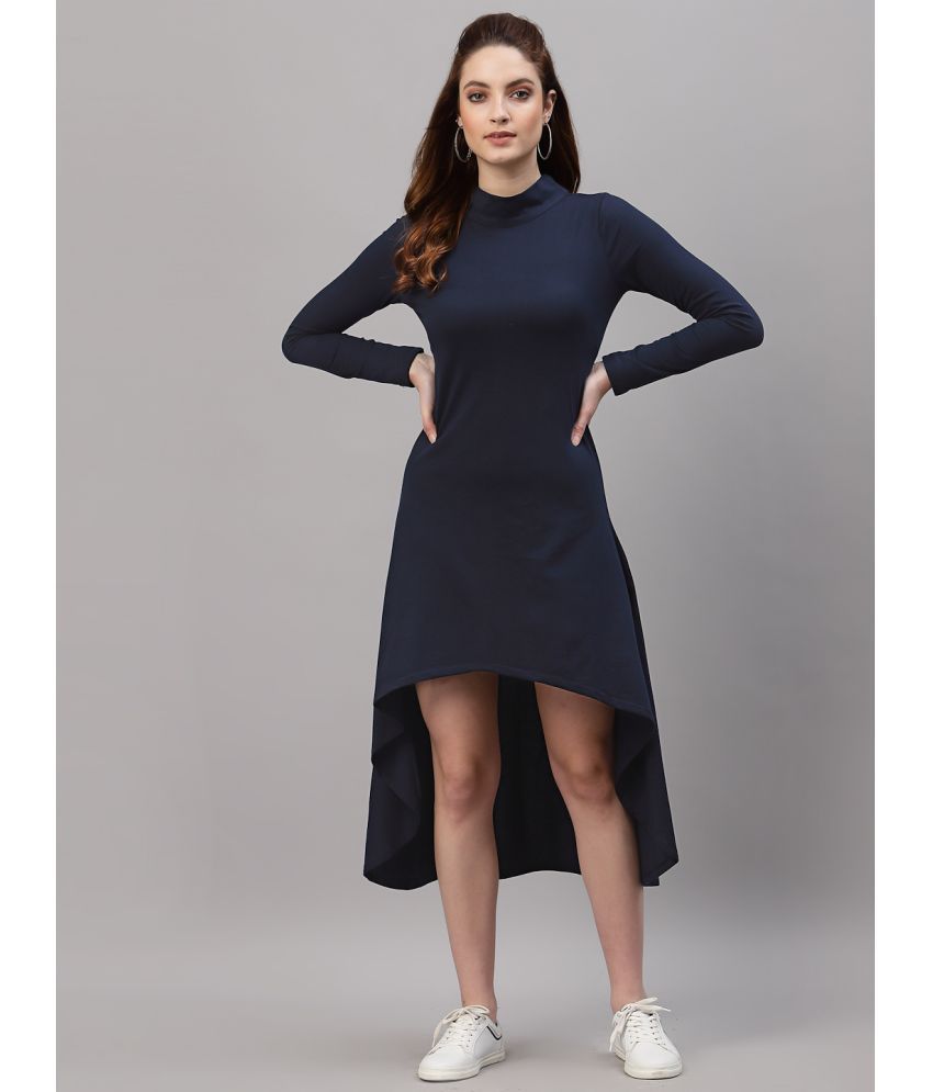     			Rigo Cotton Solid Midi Women's Asymmetric Dress - Navy ( Pack of 1 )