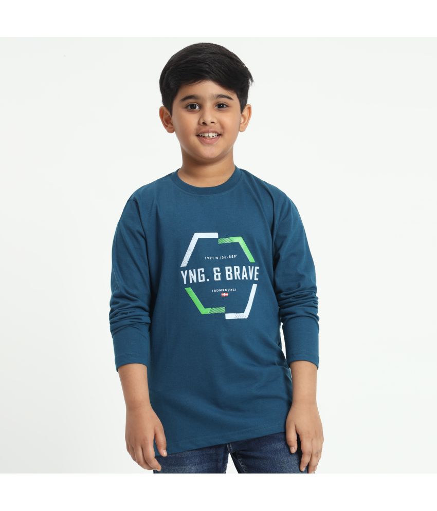     			TAB91 Dark Blue Cotton Blend Boy's T-Shirt ( Pack of 1 )
