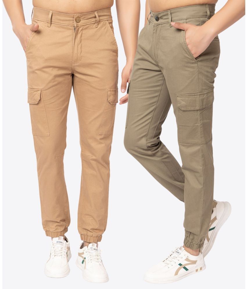     			VAZO Brown Cotton Blend Men's Joggers ( Pack of 2 )