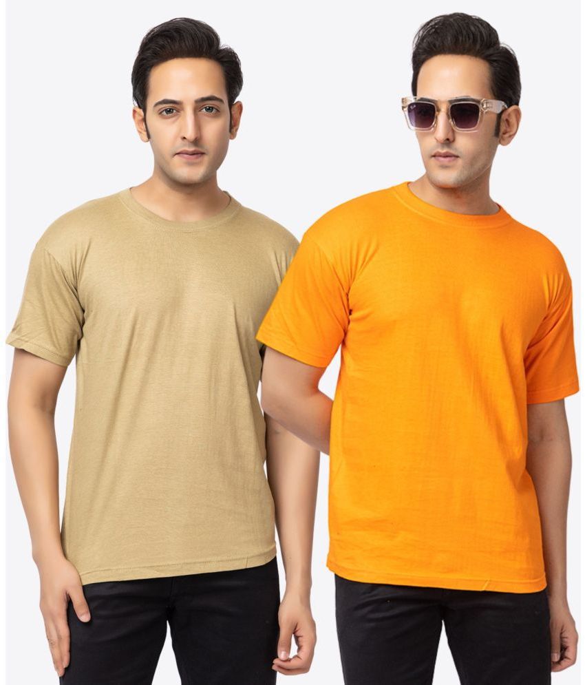     			VAZO Cotton Blend Regular Fit Solid Half Sleeves Men's T-Shirt - Orange ( Pack of 2 )