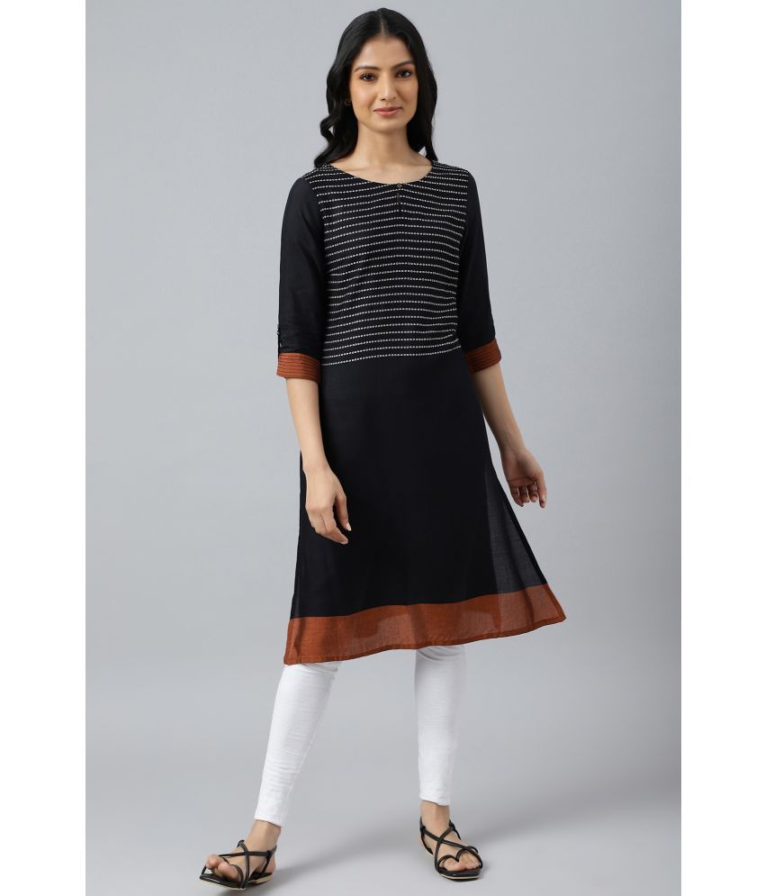     			W Viscose Printed Straight Women's Kurti - Black ( Pack of 1 )