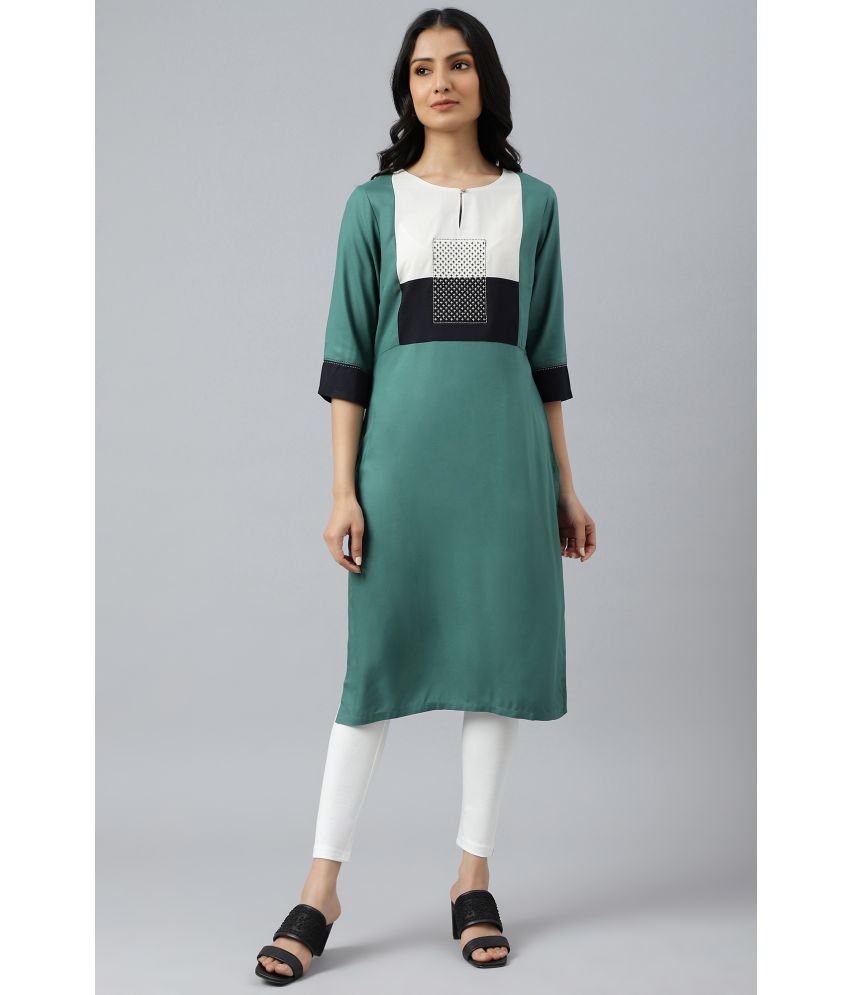     			W Viscose Solid Straight Women's Kurti - Green ( Pack of 1 )