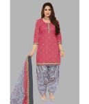 shree jeenmata collection Unstitched Cotton Printed Dress Material - Red ( Pack of 1 )