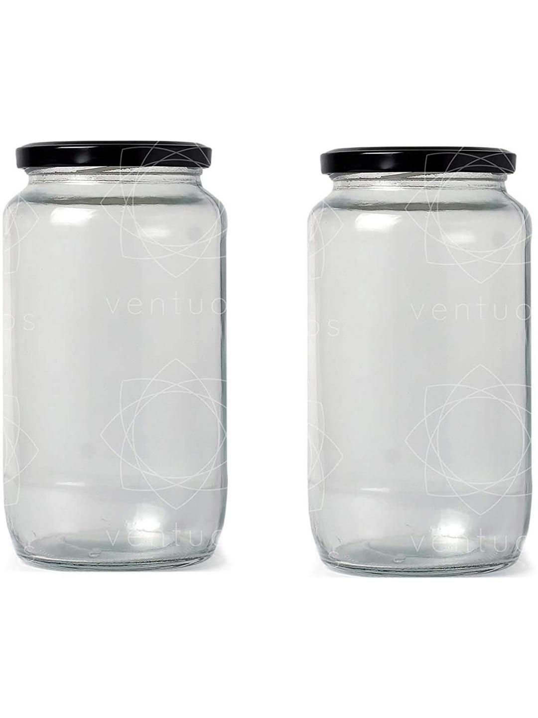     			AFAST Glass Container Glass Transparent Cookie Container ( Set of 2 )