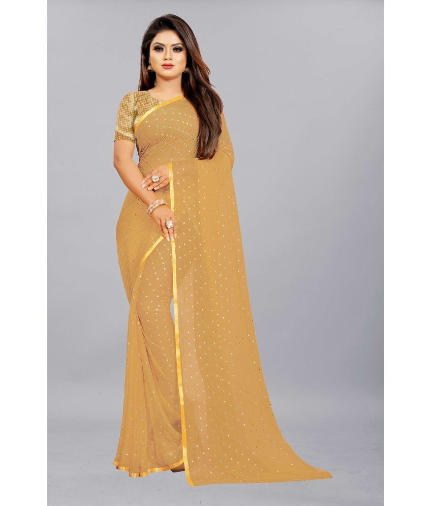     			Aardiva Chiffon Printed Saree With Blouse Piece - Beige ( Pack of 1 )