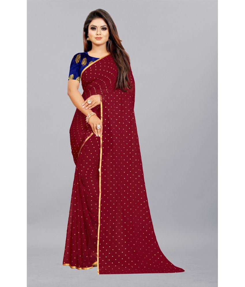     			Aardiva Chiffon Printed Saree With Blouse Piece - Maroon ( Pack of 1 )