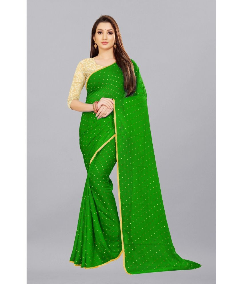     			Aardiva Chiffon Printed Saree With Blouse Piece - Green ( Pack of 1 )